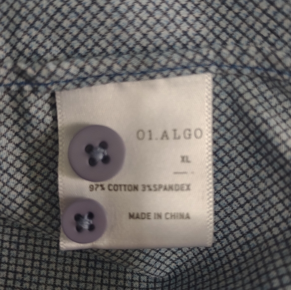 01.Algo Long Sleeve Button Shirt Men's Size XL Navy Slim - Picture 6 of 7